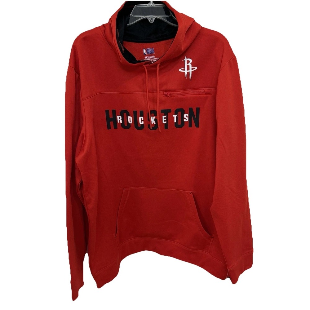 NBA Houston Rockets Hoodie Red Size 2XL Long Sleeve Basketball Zip Pocket NWT